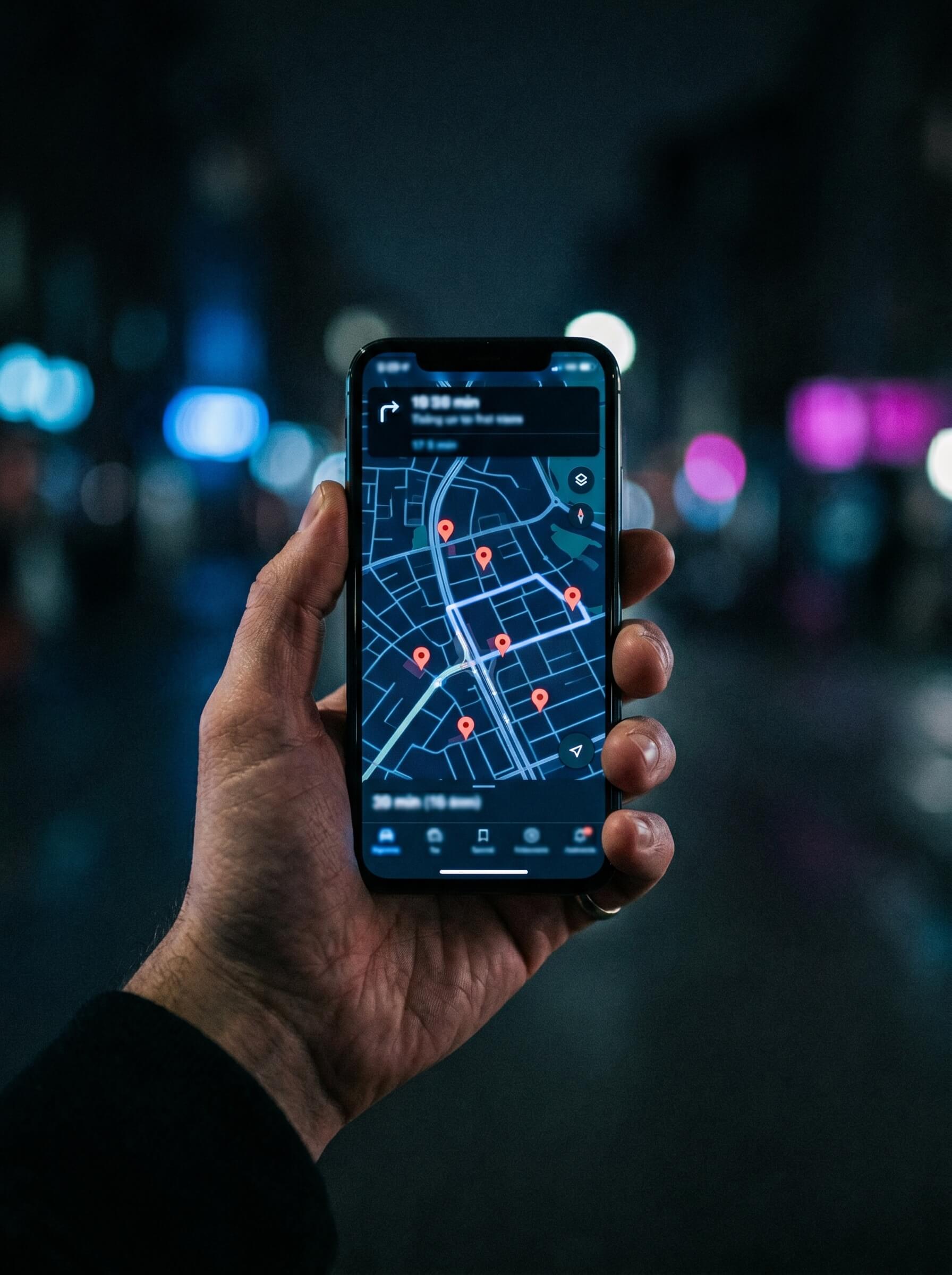 Smartphone che mostra risultati Google Maps locali